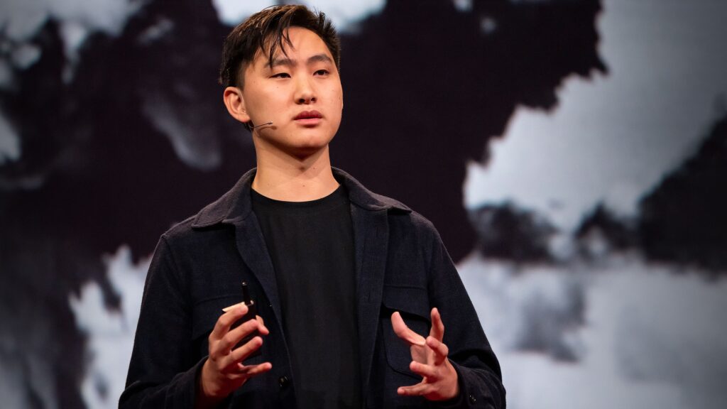 "Alexandr Wang speaking at an AI conference"